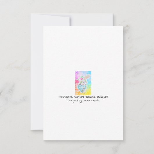Hummingbird, Heart en Rainbows Hartelijk dank Bedankkaart (Achterkant)