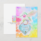 Hummingbird, Heart en Rainbows Hartelijk dank Bedankkaart (Voorkant / Achterkant)