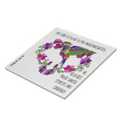 Hummingbird & Heart, met vers van Psalm 34:18 Tegeltje (Zijkant)