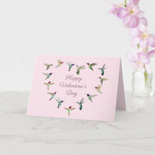 Hummingbird Heart Valentijnsdag Card Kaart (Orchidee)