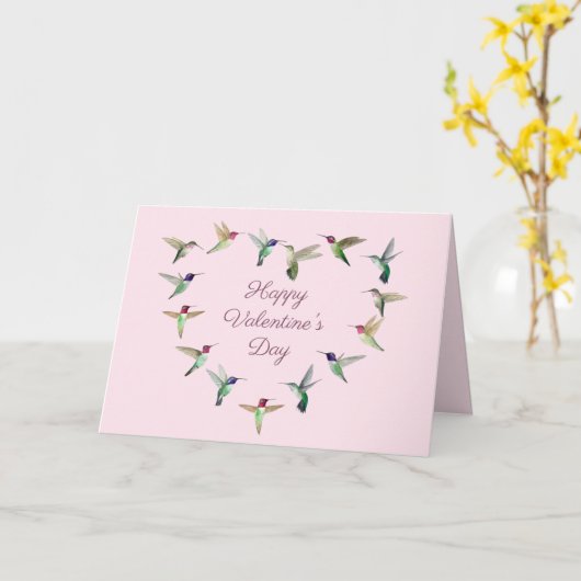 Hummingbird Heart Valentijnsdag Card Kaart (Gele Bloem)