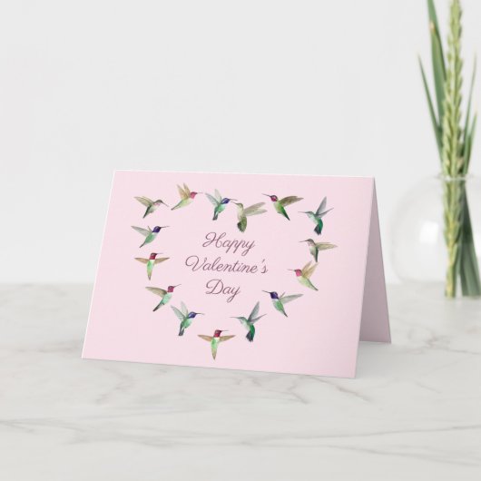 Hummingbird Heart Valentijnsdag Card Kaart (Voorkant)