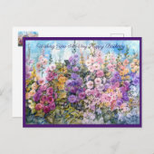 Hummingbird Heaven Hollyhock briefkaart groet (Voorkant / Achterkant)