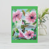 Hummingbird & Hibiscus Blank Wenskaart Kaart (Staand voorkant)