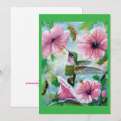 Hummingbird & Hibiscus Blank Wenskaart Kaart (Voorkant / Achterkant)