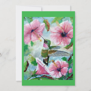 Hummingbird & Hibiscus Blank Wenskaart Kaart