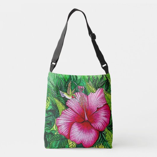 Hummingbird Hibiscus Crossbody Tas (Achterkant)