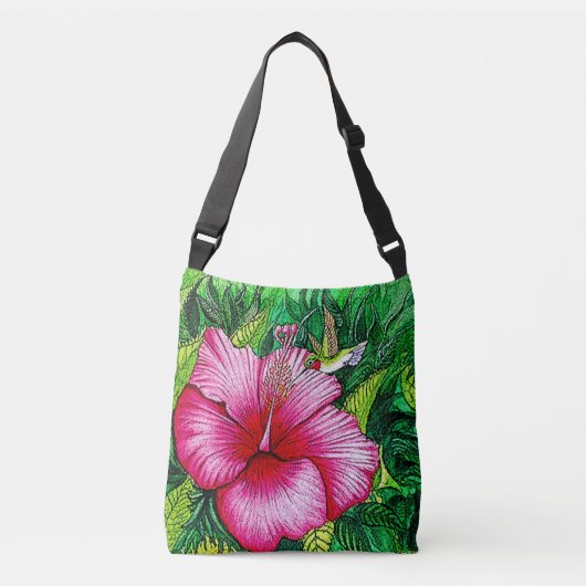 Hummingbird Hibiscus  Crossbody Tas (Voorkant)
