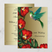 Hummingbird Hibiscus Gold 50th Wedding Jubileum Kaart (Voorkant / Achterkant)