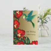 Hummingbird Hibiscus Gold 50th Wedding Jubileum Kaart (Staand voorkant)