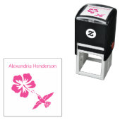 Hummingbird Hibiscus Name Monogram Zelfinktende Stempel (In situ)