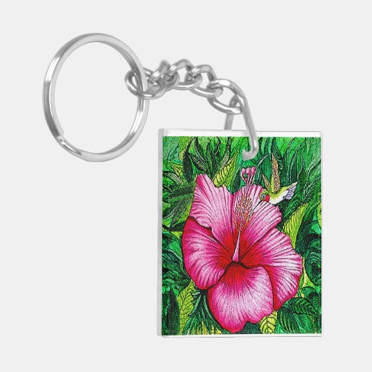 Hummingbird Hibiscus  Sleutelhanger (Voorkant Links)