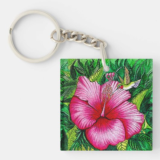 Hummingbird Hibiscus  Sleutelhanger (Voorkant)