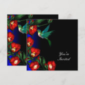 Hummingbird Hibiscus Verjaardagsfeest Template Kaart (Voorkant / Achterkant)