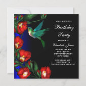 Hummingbird Hibiscus Verjaardagsfeest Template Kaart (Achterkant)