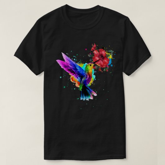 Hummingbird Hibiscus Waterverf Floral Premium T-shirt (Design voorkant)