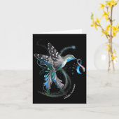 Hummingbird Holding Grey Blue Ribbon T1d Diabetes Kaart (Gele Bloem)