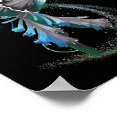 Hummingbird Holding Grey Blue Ribbon T1d Diabetes Poster (Hoek)