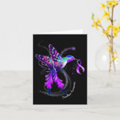 Hummingbird Holding Paars-lint overdosering Awaren Kaart (Gele Bloem)