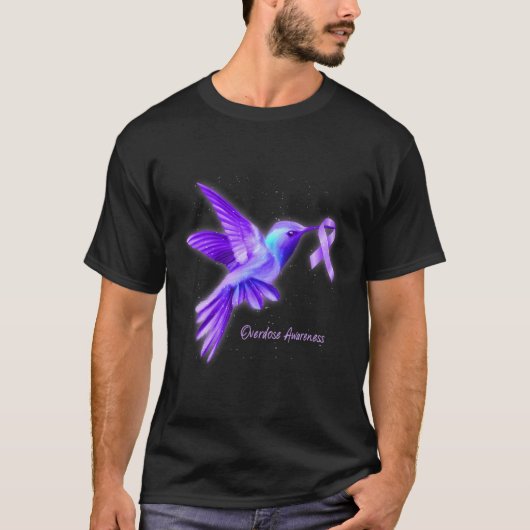 Hummingbird Holding Paars-lint overdosering Awaren T-shirt (Voorkant)