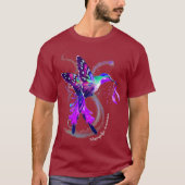 Hummingbird Holding Paars lintfibromyalgie T-shirt (Voorkant)