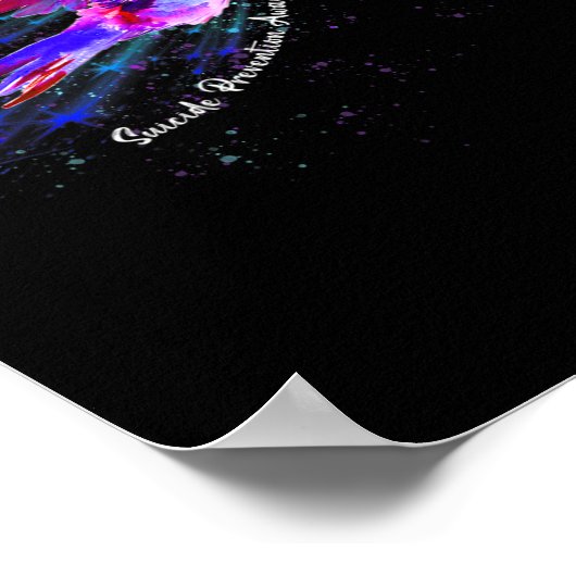 Hummingbird Holding Paars Ribbon Fibromyalgia Awa Poster (Hoek)