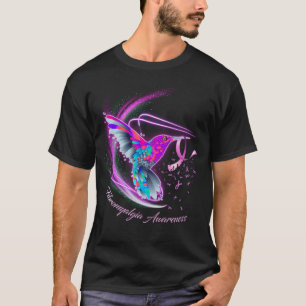 Hummingbird Holding Paars Ribbon Fibromyalgia Awa T-shirt