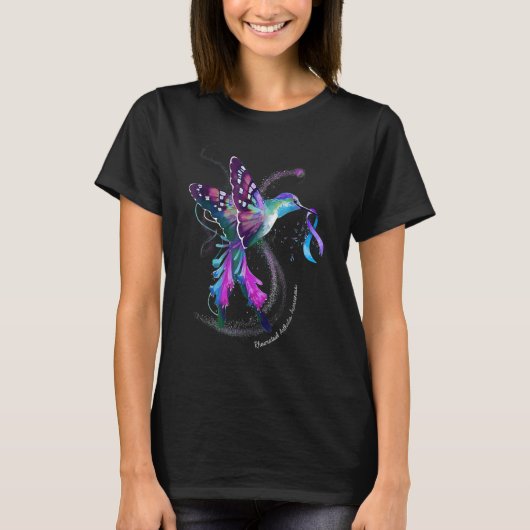 Hummingbird Holding Ribbon reumatoïde artritis el T-shirt (Voorkant)