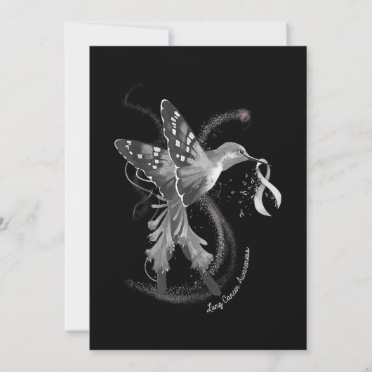 Hummingbird Holding White Ribbon Lung Cancer Aware Save The Date (Voorkant)