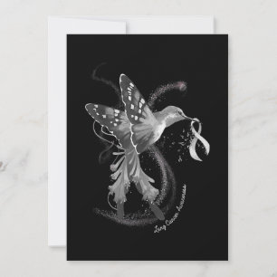 Hummingbird Holding White Ribbon Lung Cancer Aware Save The Date