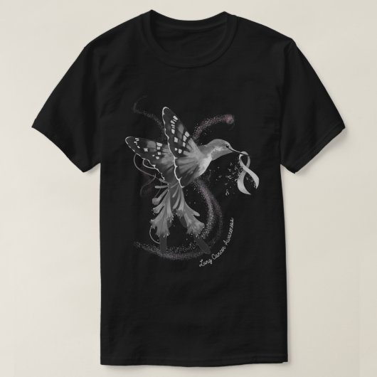 Hummingbird Holding White Ribbon Lung Cancer Aware T-shirt (Design voorkant)