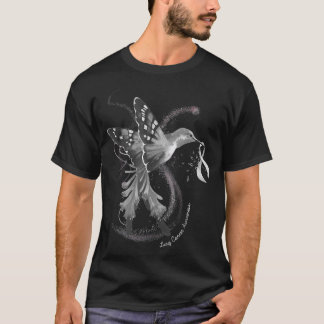 Hummingbird Holding White Ribbon Lung Cancer Aware T-shirt