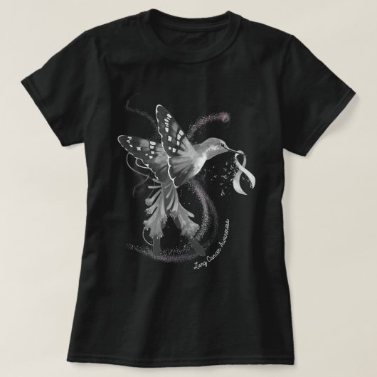 Hummingbird Holding White Ribbon Lung Cancer Aware T-shirt (Design voorkant)