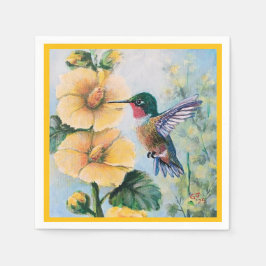 Hummingbird & Hollyhocks Papier & Doek Servetten