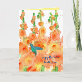 Hummingbird Hollyhocshocks Happy Birthday tante Kaart