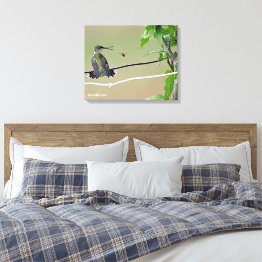 Hummingbird & Honey Bee Canvas Afdruk (Insitu (Slaapkamer))