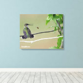 Hummingbird & Honey Bee Canvas Afdruk (Insitu (Houten vloer))