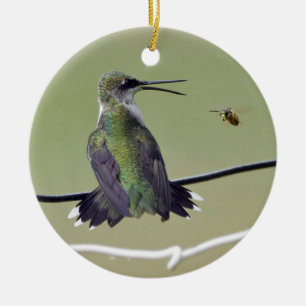 Hummingbird & Honey Bee Keramisch Ornament