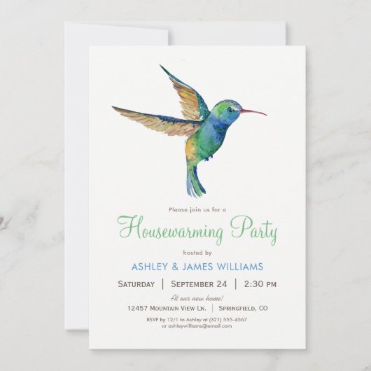 Hummingbird Housewarming Party Uitnodiging (Voorkant)