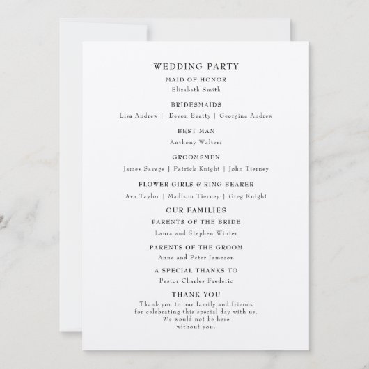 Hummingbird huwelijksprogramma (Achterkant)