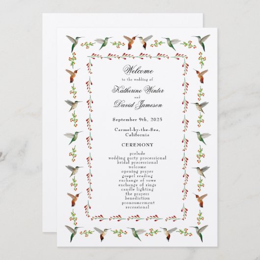 Hummingbird huwelijksprogramma (Voorkant / Achterkant)