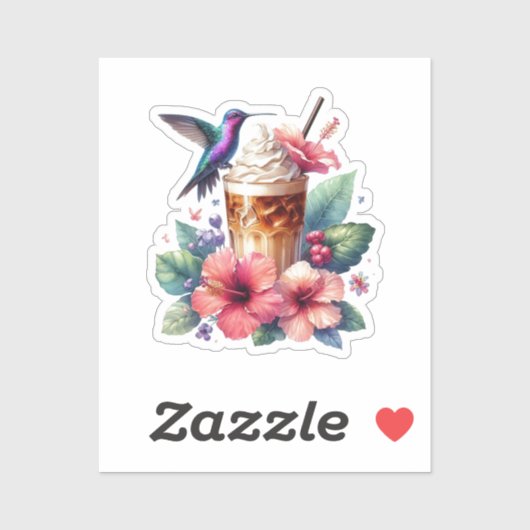 Hummingbird & Iced Coffee Sticker (Vel)