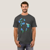 Hummingbird in de tuin van de galvanische bloem t-shirt (Voorkant volledig)