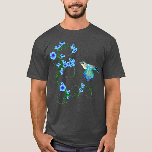 Hummingbird in de tuin van de galvanische bloem t-shirt (Voorkant)
