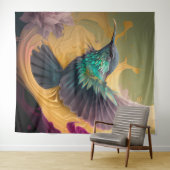 Hummingbird in Flight Abstract Art Wildlife Bird Wandkleed (In Situ (horizontaal))