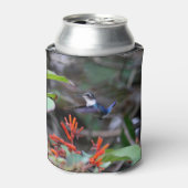 Hummingbird in Flight and Red Flowers Blikjeskoeler (Blikje Voorkant)