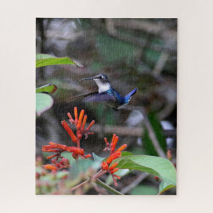 Hummingbird in Flight and Red Flowers Legpuzzel