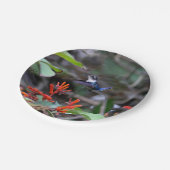 Hummingbird in Flight and Red Flowers Papieren Bordje (Gekanteld)