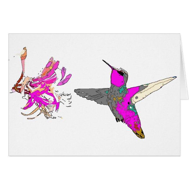 Hummingbird in Pink Card (Voorkant Horizontaal)