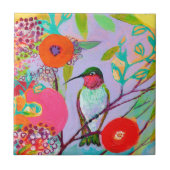 Hummingbird in Pink Tile Tegeltje (Voorkant)